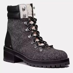 COACH | Lorren Tweed and Leather Lace Up Bootie